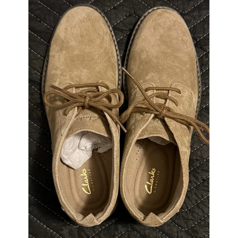 Clarks Newford Mid Chukka Boots Mens 8 Dark Sand Suede Lace Up 261837987070